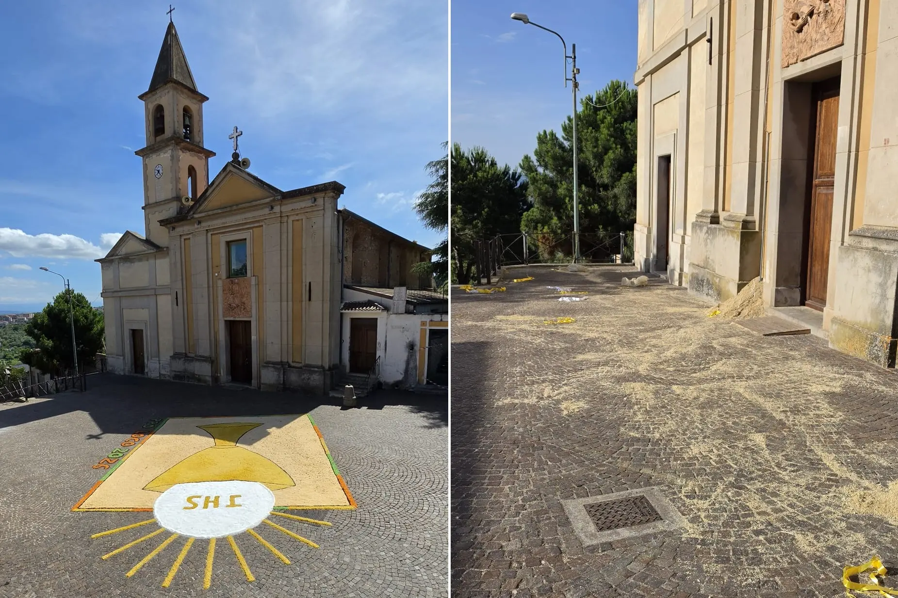 Stefanaconi, il sagrato della chiesa imbrattato con i materiali dell’Infiorata:\u00A0«Manca il rispetto dei luoghi e del lavoro degli altri»\n