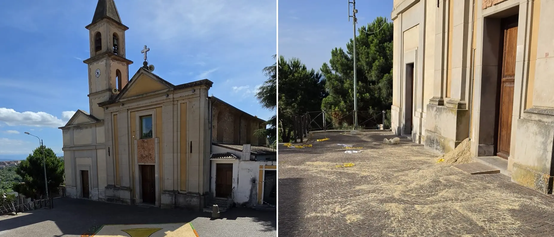 Stefanaconi, il sagrato della chiesa imbrattato con i materiali dell’Infiorata:\u00A0«Manca il rispetto dei luoghi e del lavoro degli altri»\n