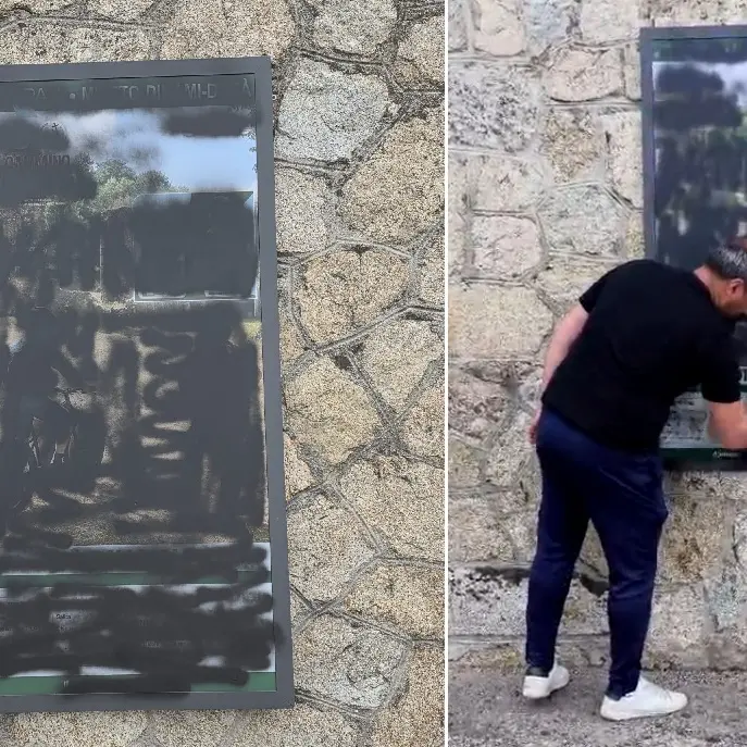 A Dinami vandalizzato il cartello del Cammino del Normanno, il sindaco lo ripulisce: «Colpita l’intera comunità»\n