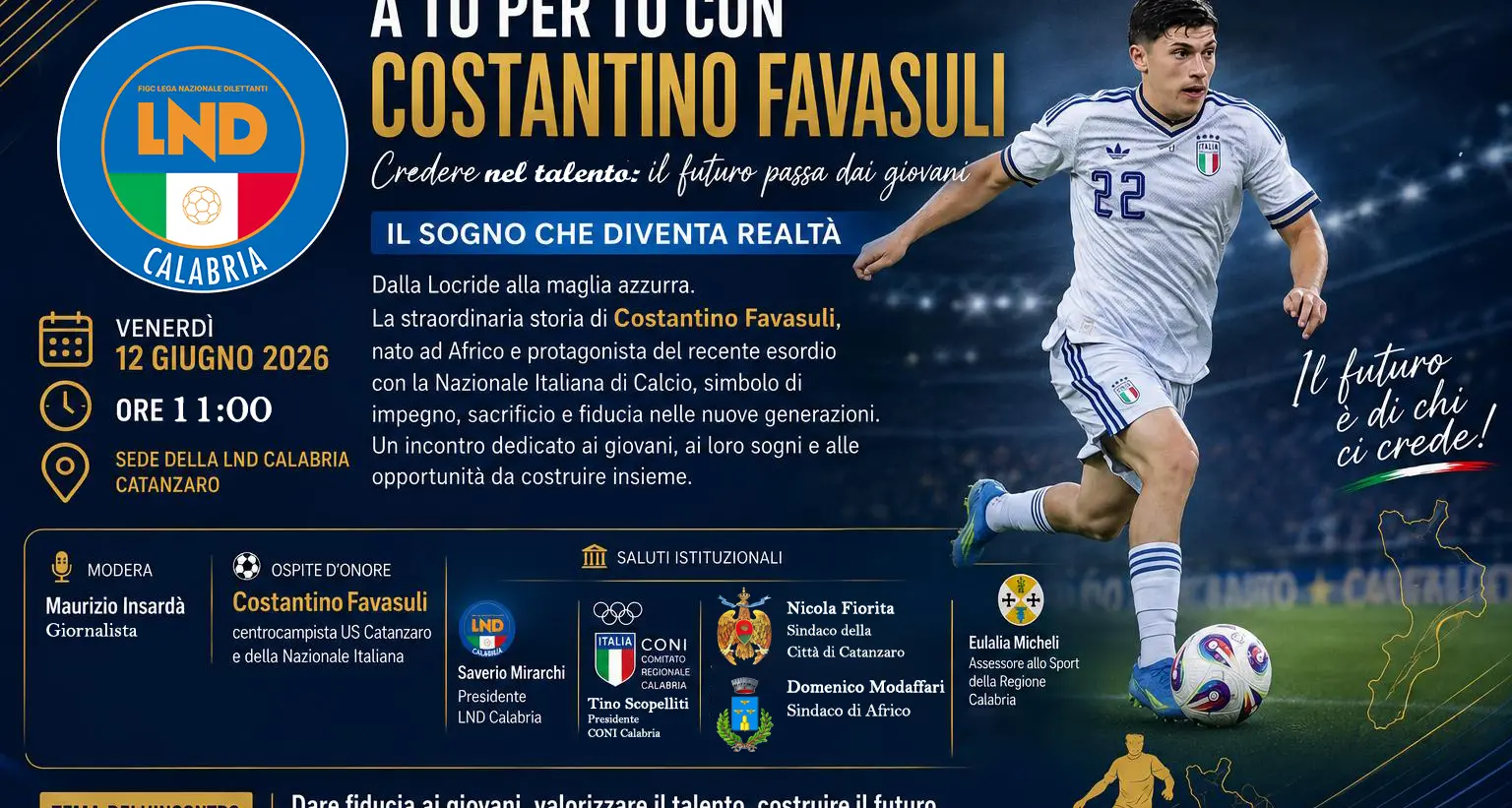 Da Africo alla Nazionale, Costantino Favasuli ospite del Comitato Regionale Calabria\n