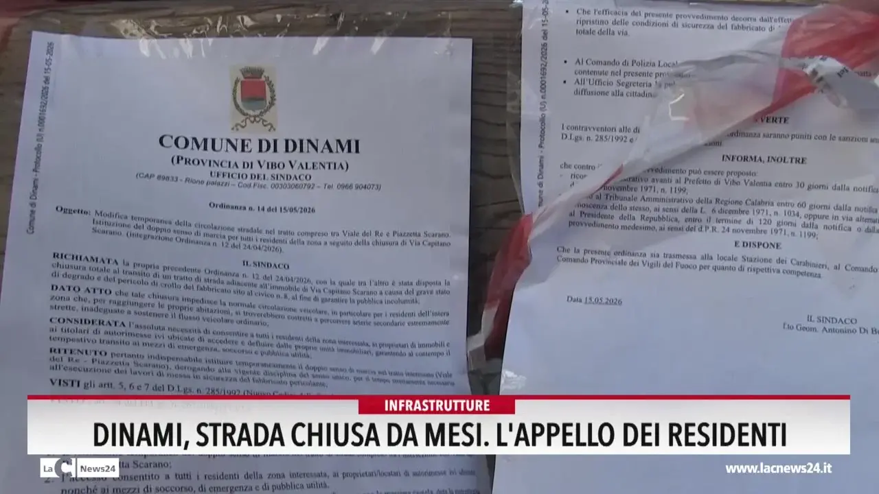 Dinami, strada chiusa da mesi: l'appello dei residenti