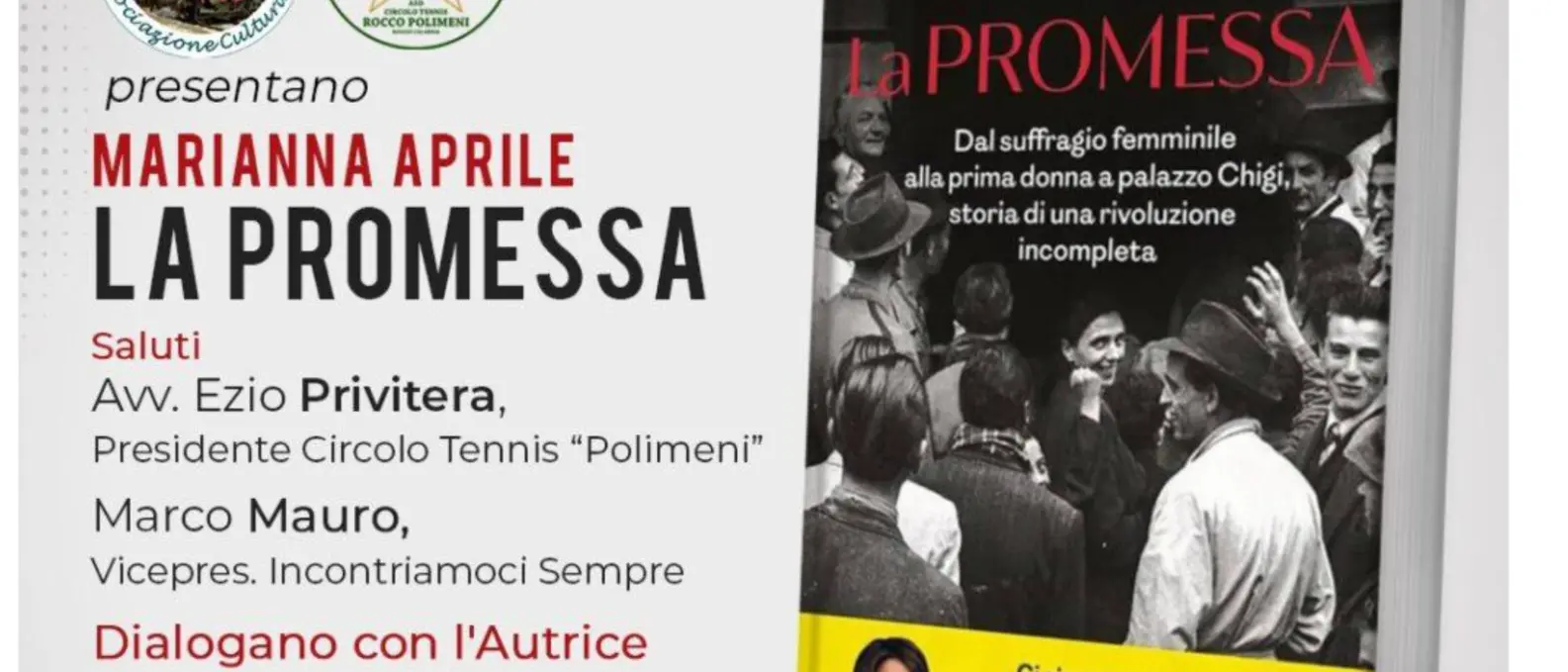 Reggio, al Circolo Polimeni una serata tra storia, diritti e memoria con Marianna Aprile\n