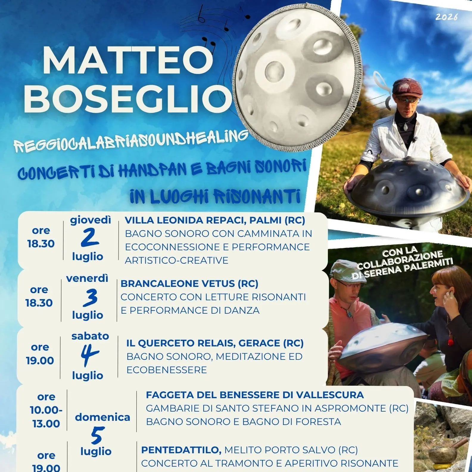 Dal 2 al 6 luglio 2026 nasce \"I Luoghi Risonanti\": un viaggio tra geologia, musica, natura e comunità nella Città Metropolitana di Reggio\n