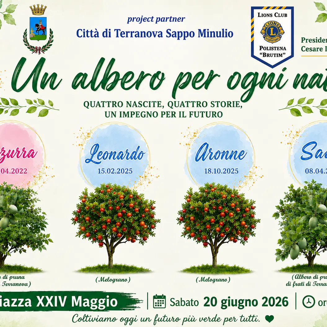 “Un albero per ogni nato”: il Lions Club Polistena “Brutium” e il Comune di Terranova Sappo Minulio insieme per un futuro più verde\n