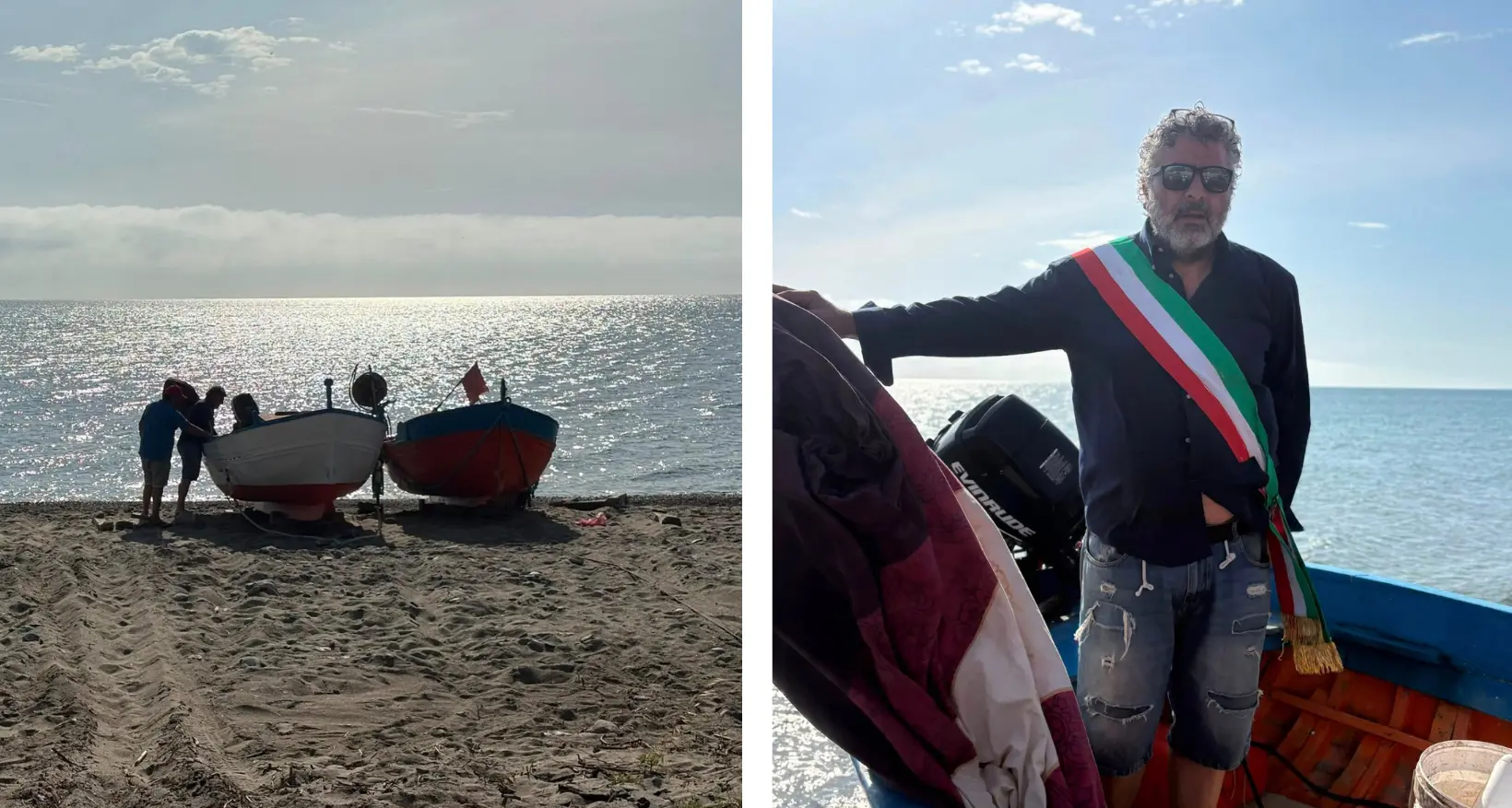 Erosione costiera, il sindaco di Crucoli\u00A0protesta a bordo di una barca contro i mancati interventi: «La Regione risponda»\n