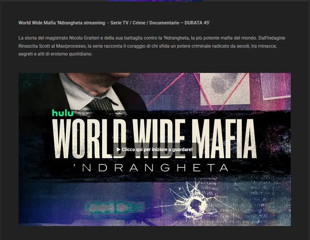 World Wide Mafia, la serie su Gratteri\u00A0sparita da Disney+ ma non dal pezzotto\n