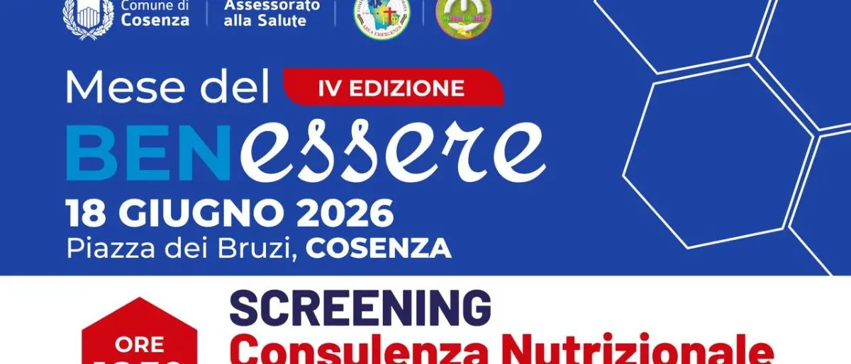 Mese del Benessere a Cosenza, nutrizione e stili di vita al centro\n
