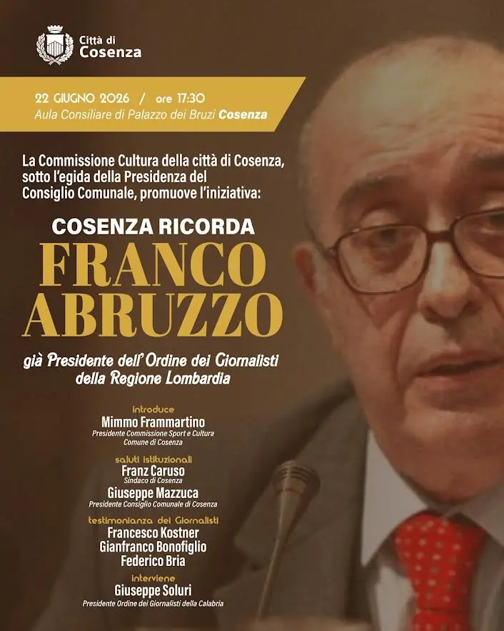 Cosenza rende omaggio a Franco Abruzzo, un anno dopo la scomparsa il tributo al maestro del giornalismo\n