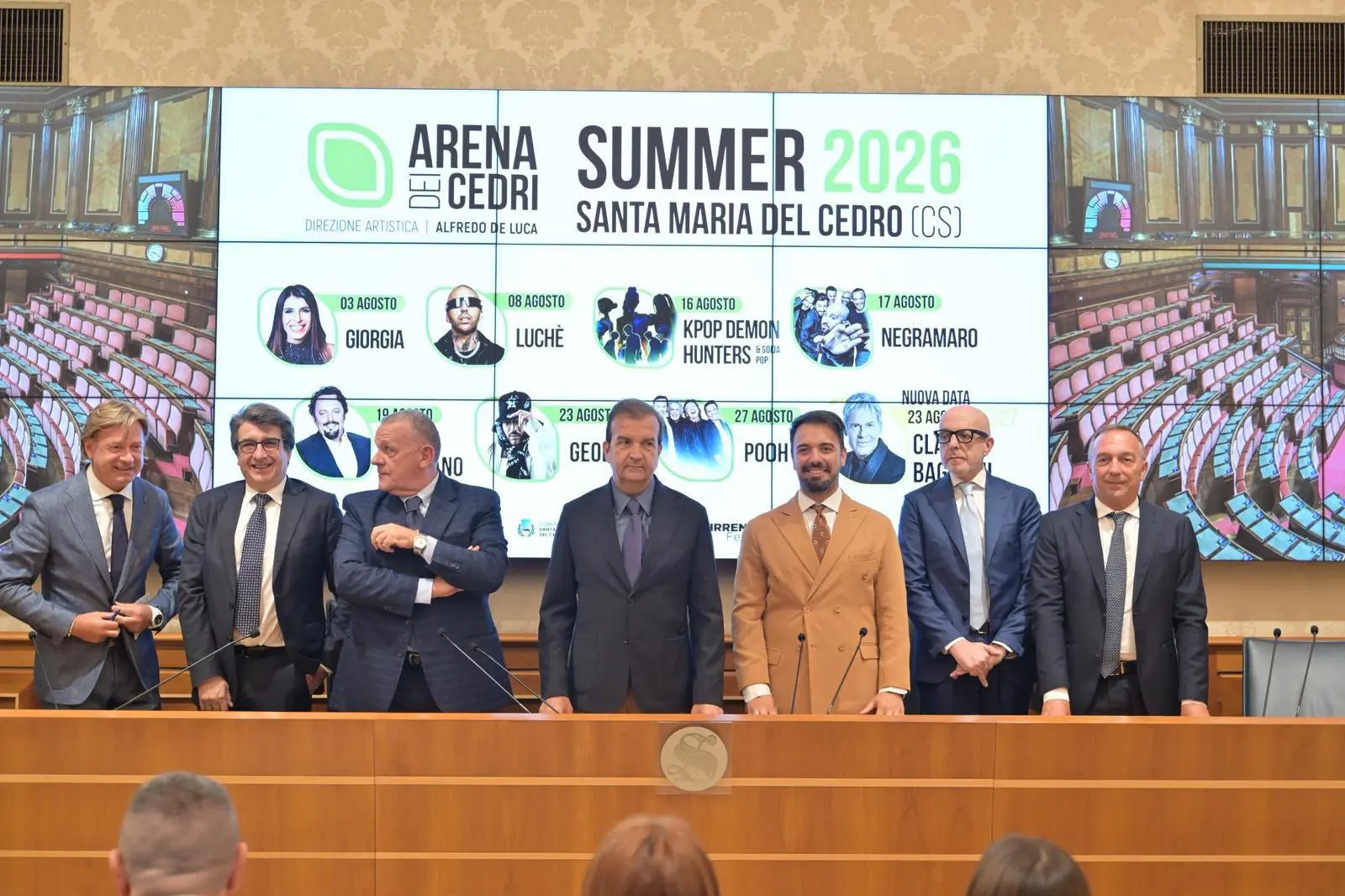 Arena dei Cedri, la Calabria si presenta al Senato: da Giorgia ai Pooh, svelato il cartellone dell'estate\n