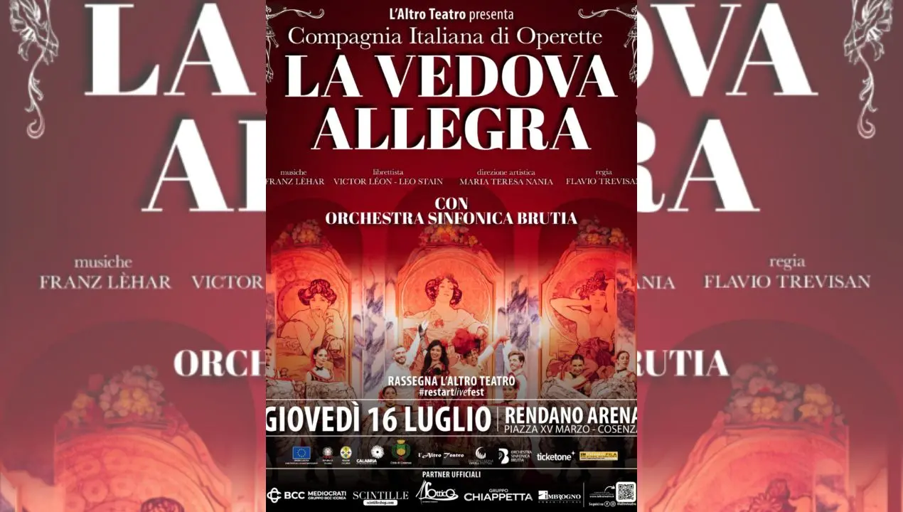 L’alto teatro, a Cosenza appuntamento con la lirica: al Rendano va in scena La vedova allegra\n
