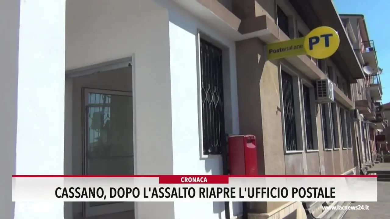 Cassano, dopo l'assalto riapre l'ufficio postale