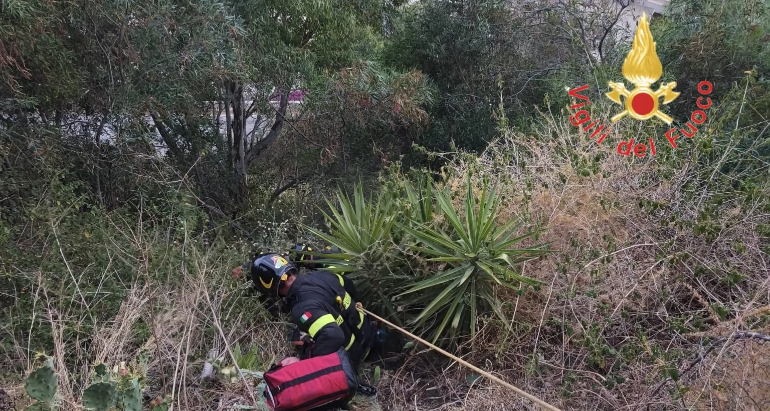 Uomo disperso a Caminia di Stalettì ritrovato in una scarpata: salvato da Vigili del fuoco\n