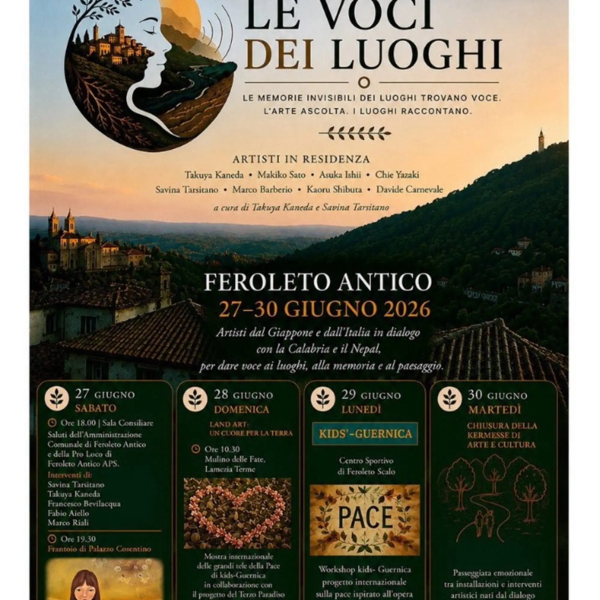“Le Voci dei Luoghi” dal 27 al 30 giugno a Feroleto Antico e Lamezia, con artisti internazionali fra cui Takuya Kaneda e\n\nSavina Tarsitano\n