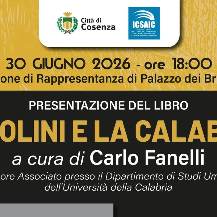 Pasolini e la Calabria, a Palazzo dei Bruzi il libro curato da Carlo Fanelli\n