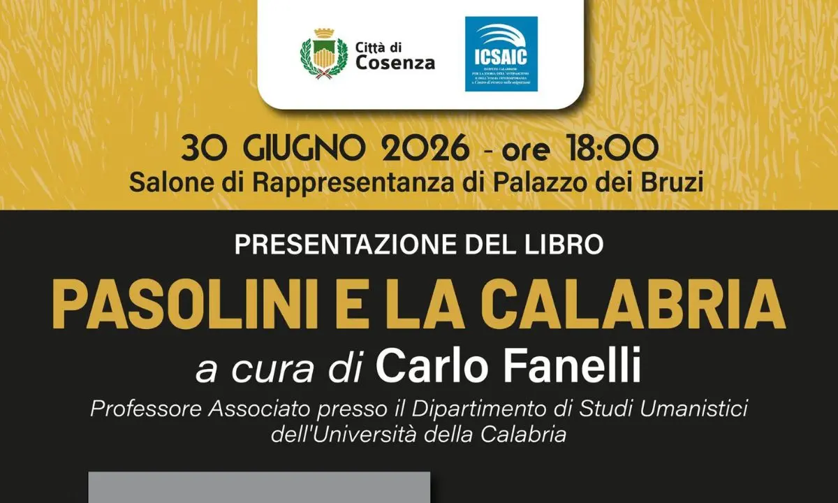 Pasolini e la Calabria, a Palazzo dei Bruzi il libro curato da Carlo Fanelli\n