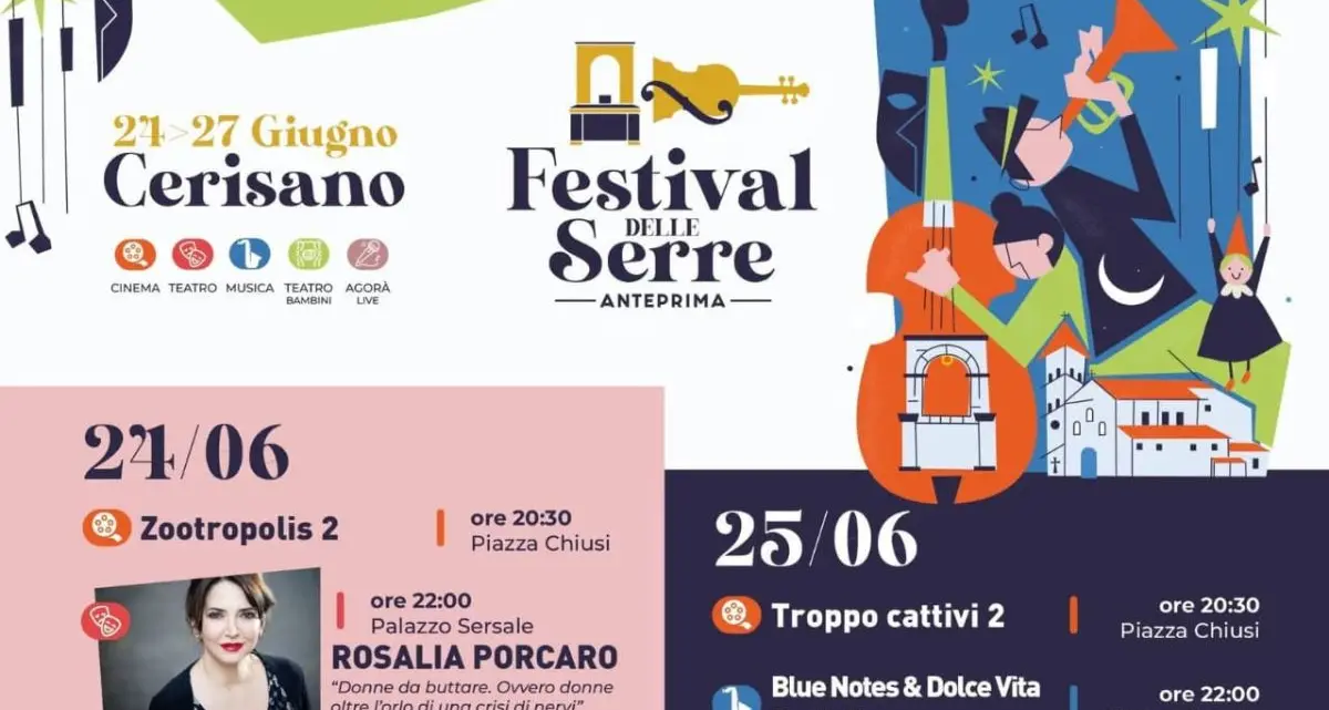 Festival delle Serre, Cerisano accende l’estate con cinema, teatro e musica\n