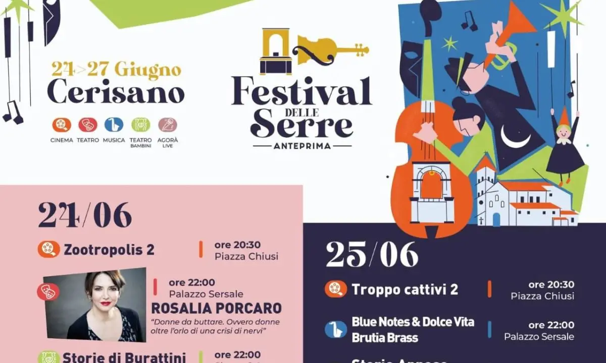 Festival delle Serre, Cerisano accende l’estate con cinema, teatro e musica\n