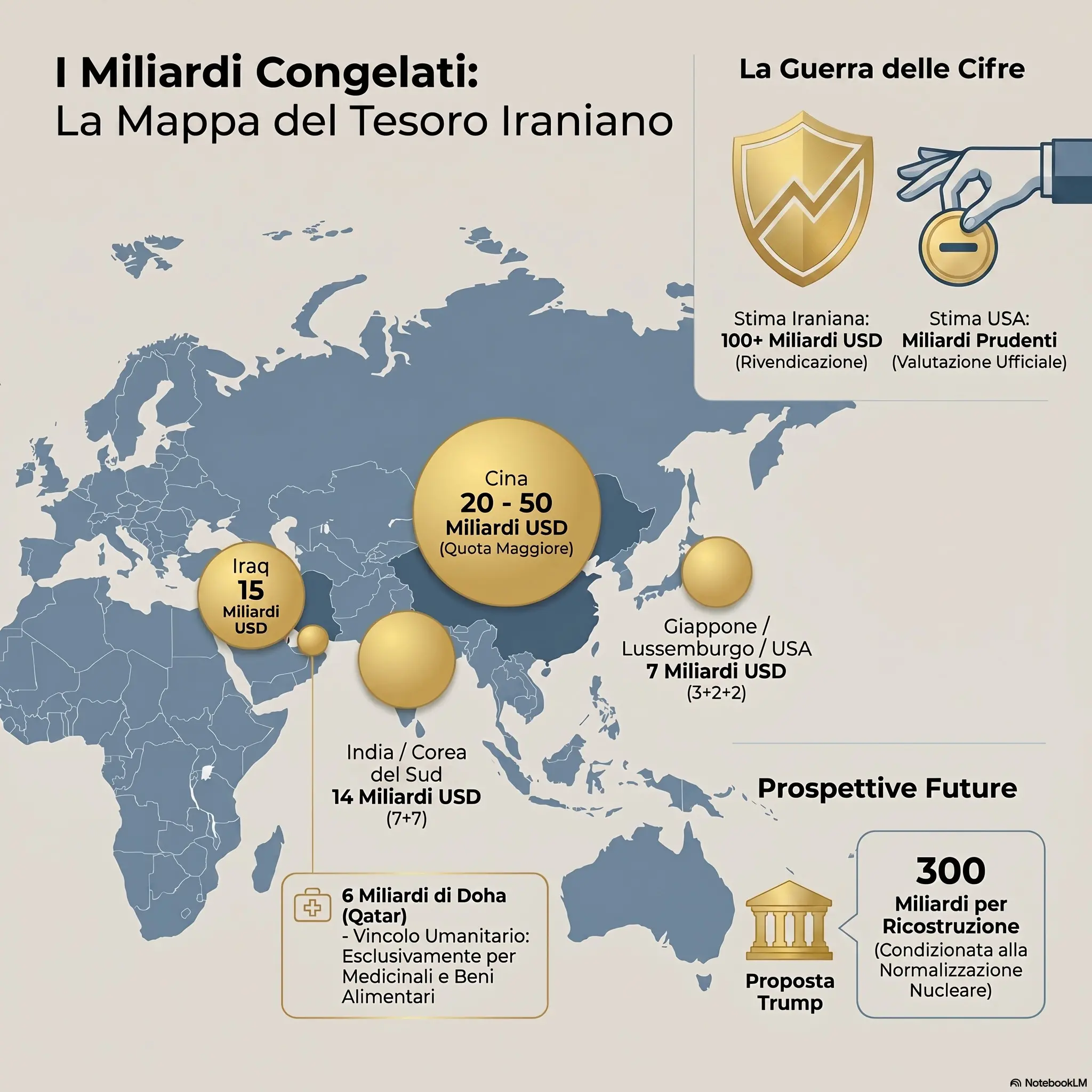 Iran, il tesoro congelato vale fino a 100 miliardi: i soldi bloccati al centro della trattativa con Trump\n