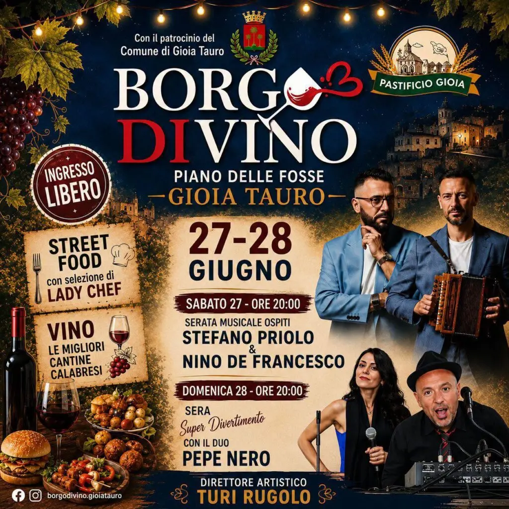 Gioia Tauro,\u00A0Piano delle Fosse si trasforma nel cuore del gusto calabrese con la seconda edizione di Borgo diVino\n