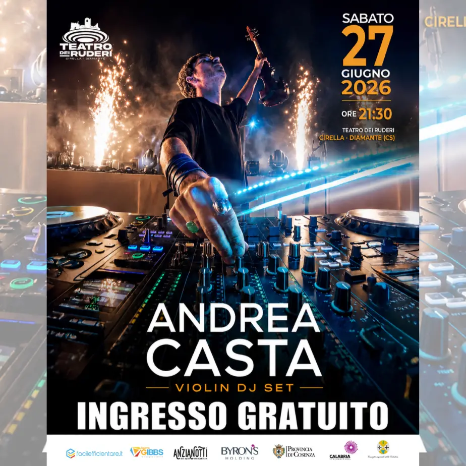 Il Teatro dei Ruderi di Cirella dà il via alla stagione estiva con il violinista elettrico Andrea Casta\n