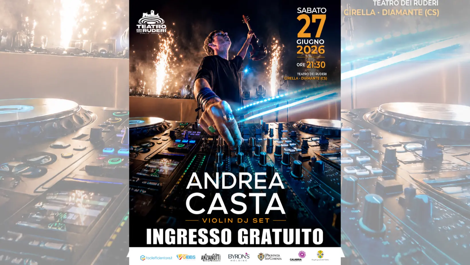 Il Teatro dei Ruderi di Cirella dà il via alla stagione estiva con il violinista elettrico Andrea Casta\n