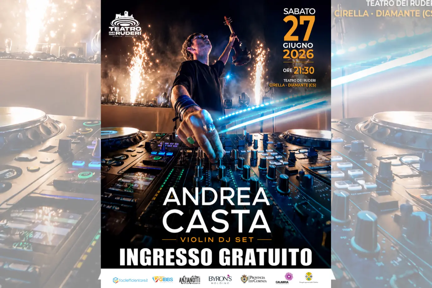 Il Teatro dei Ruderi di Cirella dà il via alla stagione estiva con il violinista elettrico Andrea Casta\n