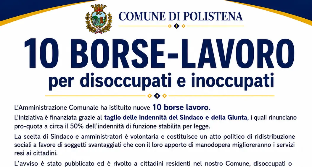Polistena, al via 10 nuove borse lavoro finanziate dal taglio delle indennità di Sindaco e Giunta\n