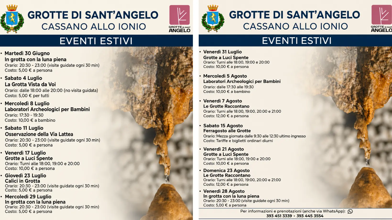Grotte di Sant’Angelo a Cassano:\u00A0al via il cartellone degli eventi estivi tra visite guidate, laboratori e incontri\n