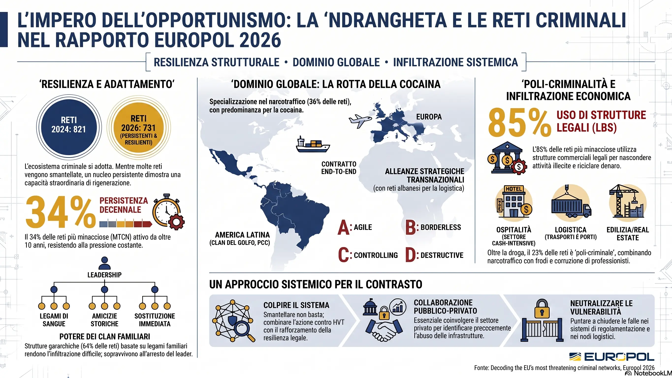 <p><span style=\"color:hsl(0, 75%, 60%);\">L'ombra della 'ndrangheta</span> nell'ecosistema criminale europeo: dalla Calabria al dominio globale</p>