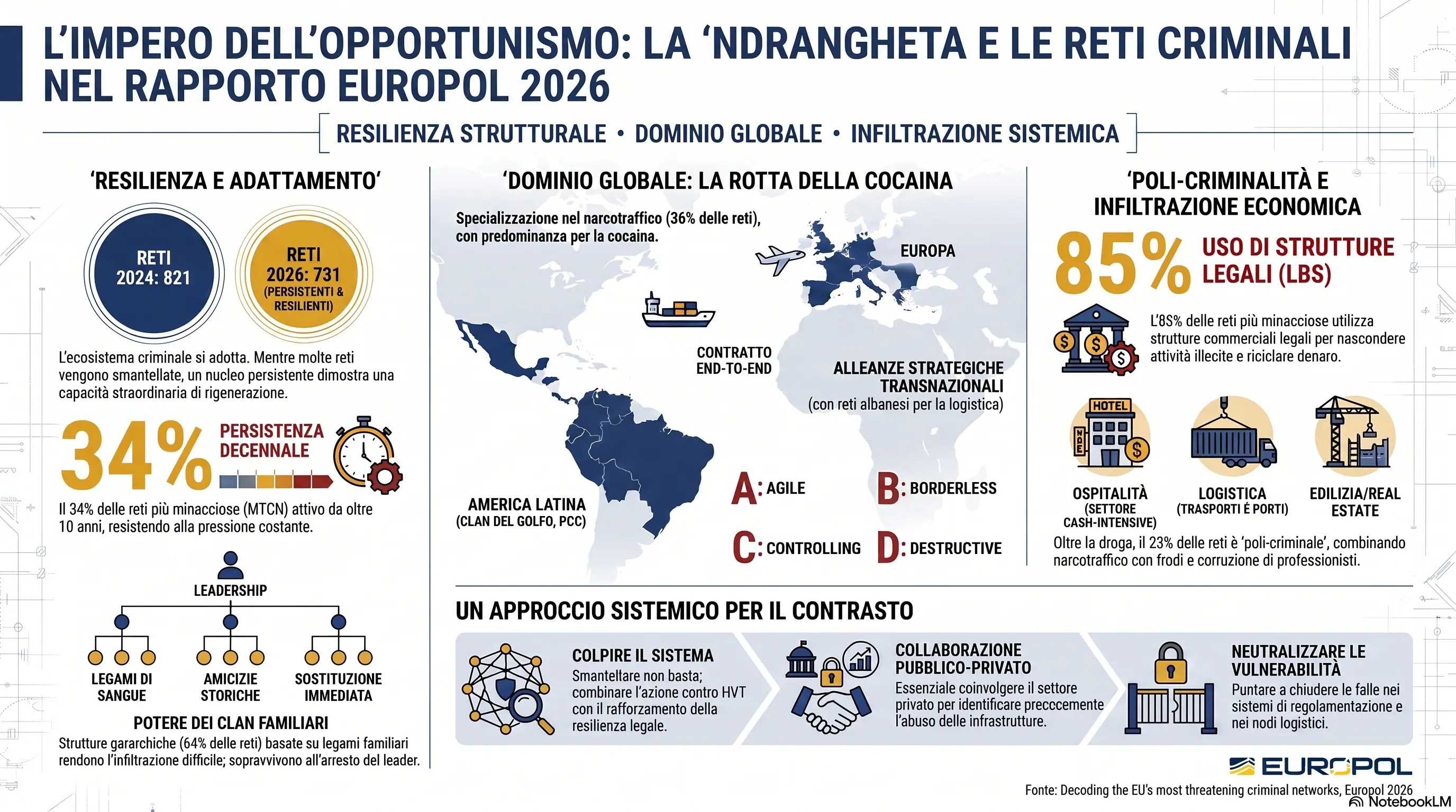 L'ombra della 'ndrangheta nell'ecosistema criminale europeo: dalla Calabria al dominio globale\n