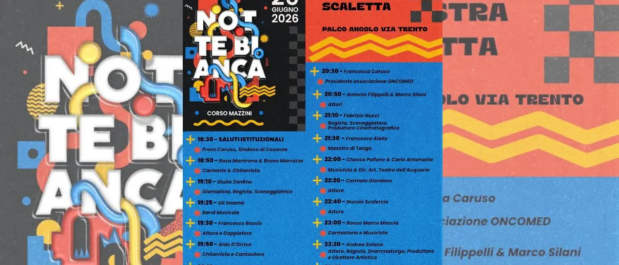 Cosenza si prepara alla Notte Bianca: musica, spettacoli e negozi aperti fino all'una\n