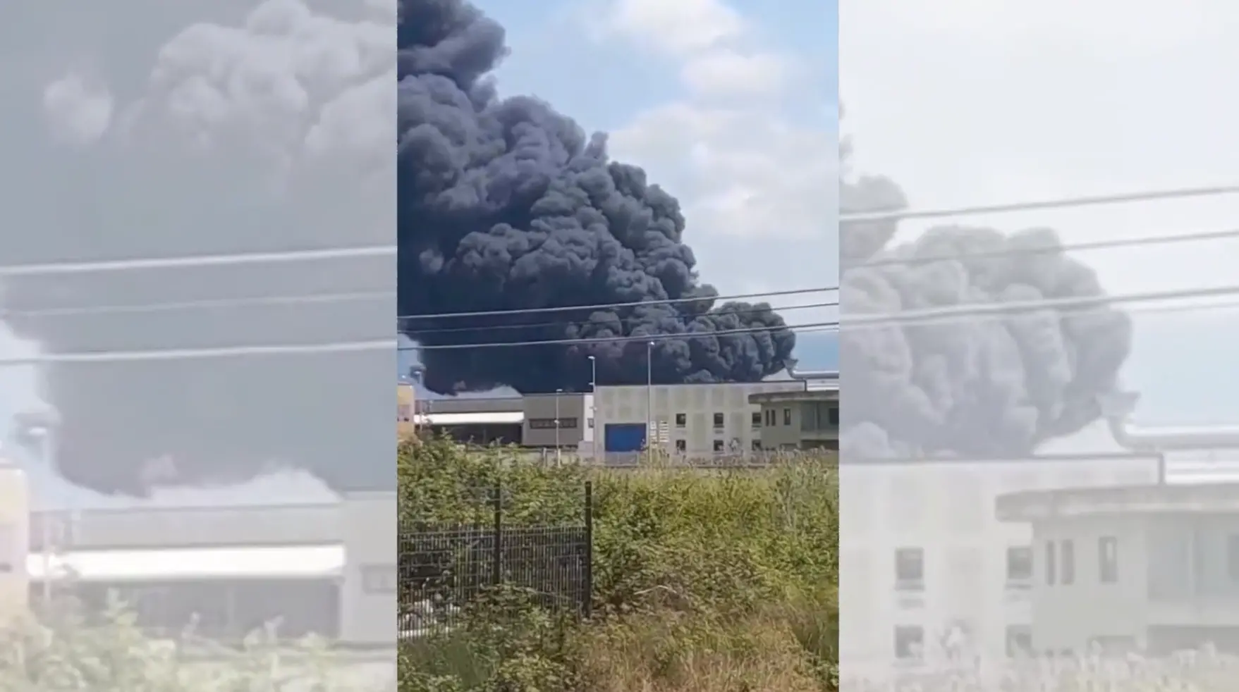 Vasto incendio a Lamezia Terme: fiamme in un impianto di raccolta pneumatici