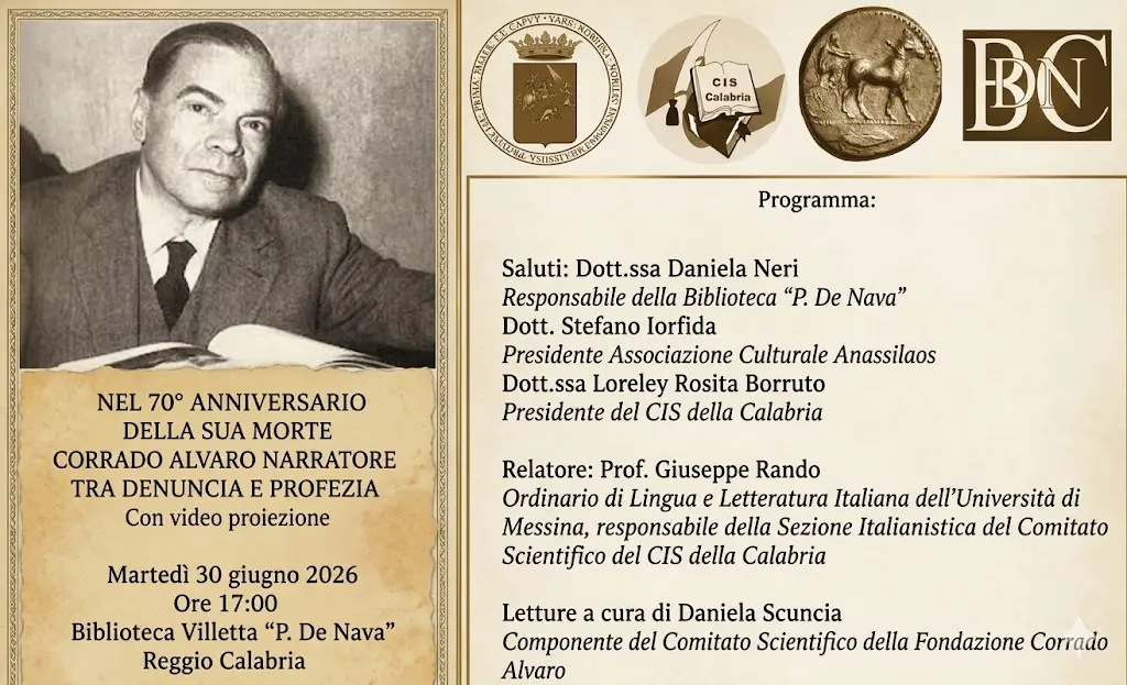 “Corrado Alvaro narratore tra denuncia e profezia”: a Reggio\u00A0una conferenza nel 70° anniversario della morte\n