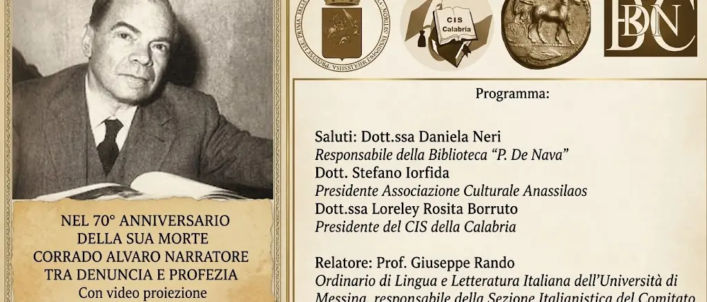 “Corrado Alvaro narratore tra denuncia e profezia”: a Reggio\u00A0una conferenza nel 70° anniversario della morte\n