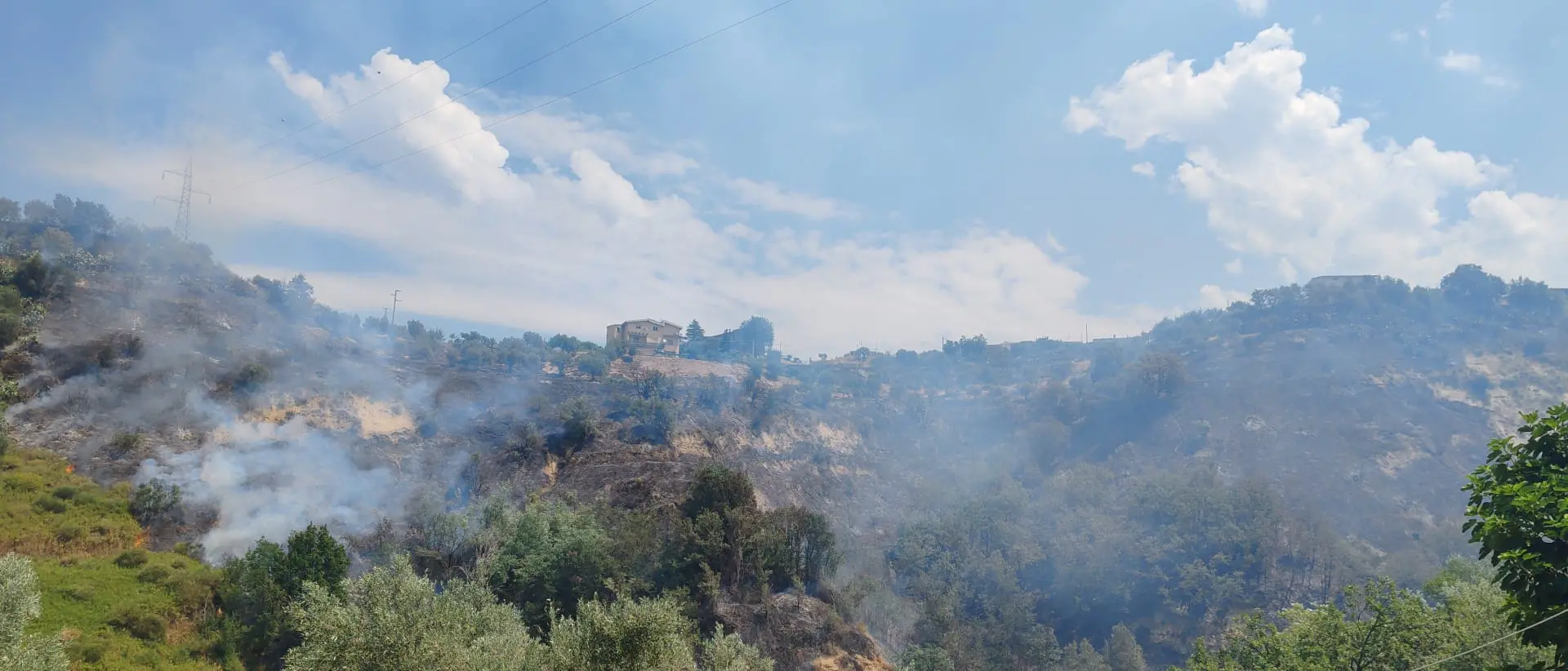 Incendio a Zumpano, fiamme minacciano le abitazioni tra San Michele e Motta | VIDEO