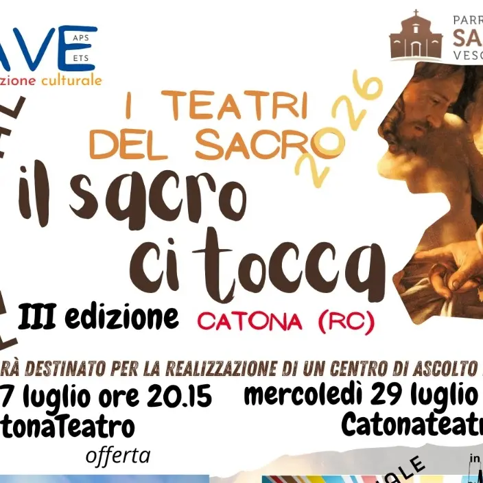Torna a Catona il Festival \"I Teatri del Sacro. Il sacro ci tocca\"\u00A0\n