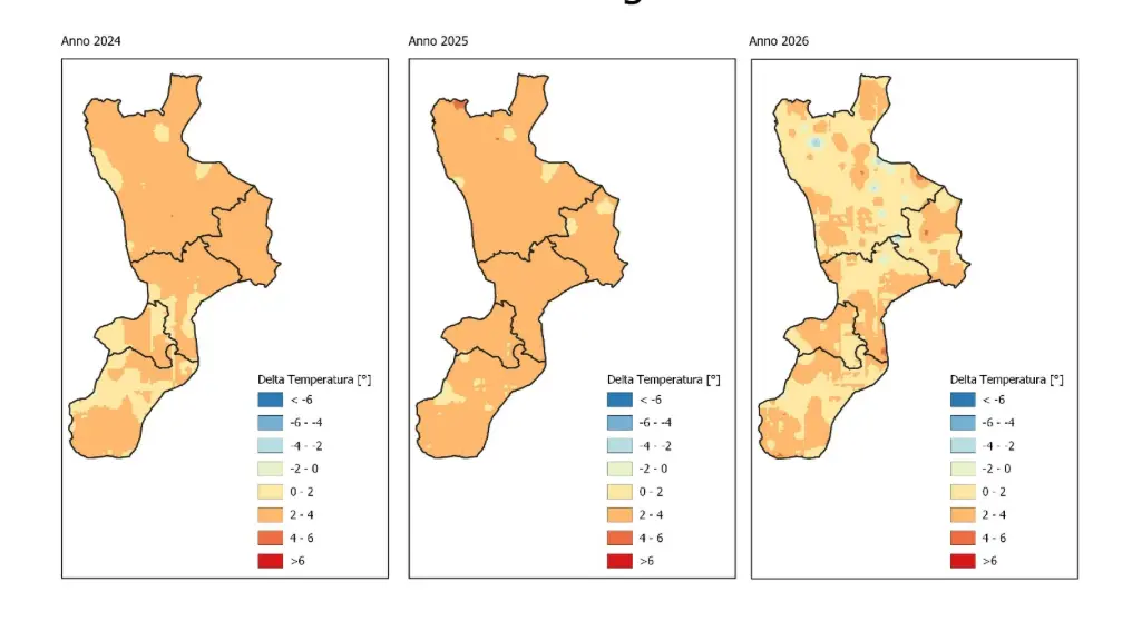 <p><span style=\"color:hsl(0, 75%, 60%);\">Caldo record</span>, in Calabria giugno 2026 sopra la media ma meno estremo rispetto agli ultimi due anni</p>