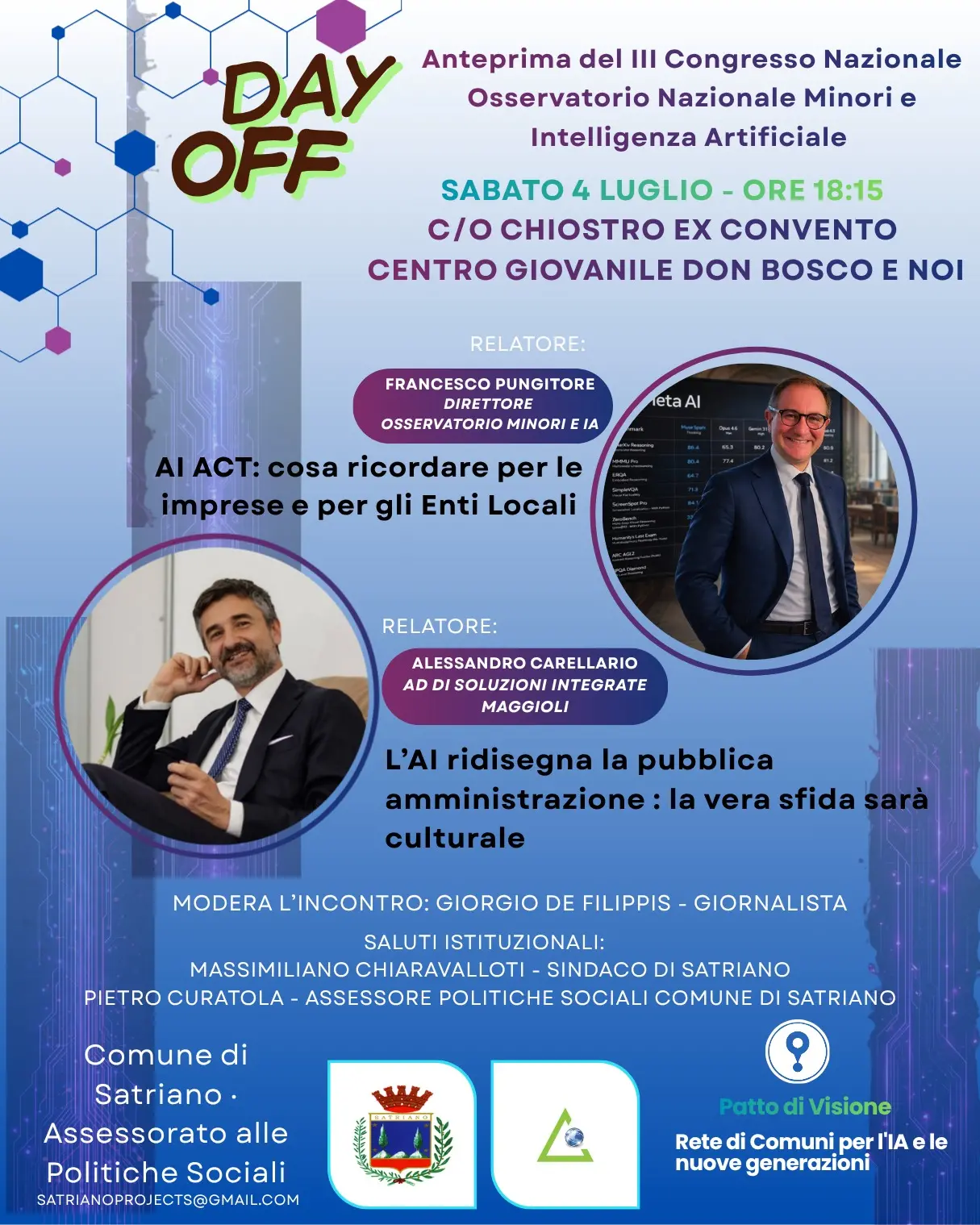 Satriano, “Day Off” sull’intelligenza artificiale: l’amministratore delegato di Soluzioni Integrate Maggioli interverrà sul\u00A0rapporto tra AI e pubblica amministrazione\n