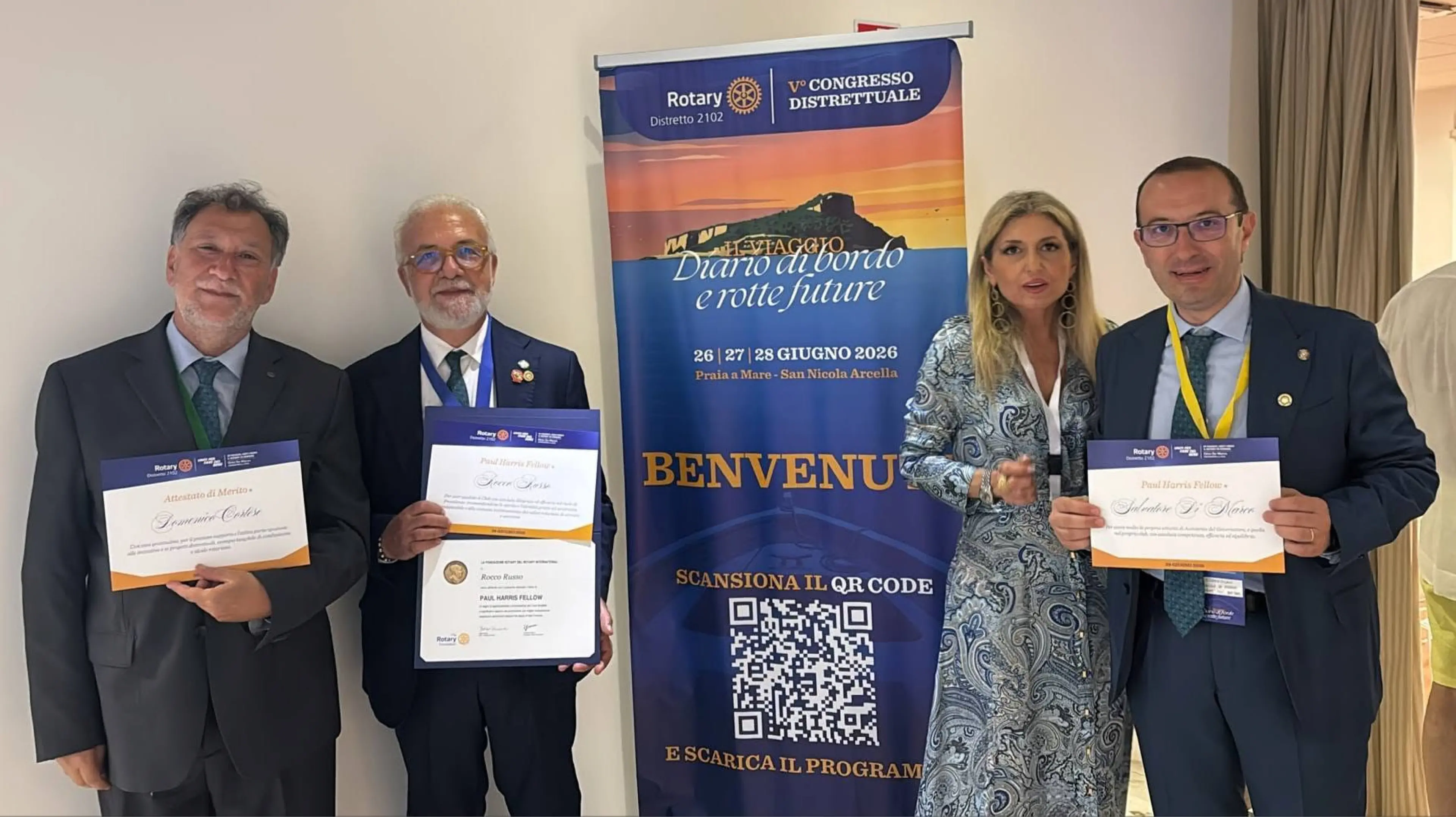 Il Distretto 2102 premia i vertici del Club di Castrovillari per l'impegno sul territorio\n
