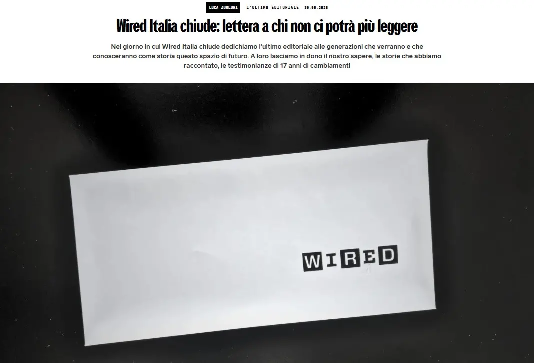 Wired Italia spegne i motori dopo diciassette anni: addio alla rivista simbolo della cultura digitale italiana\n