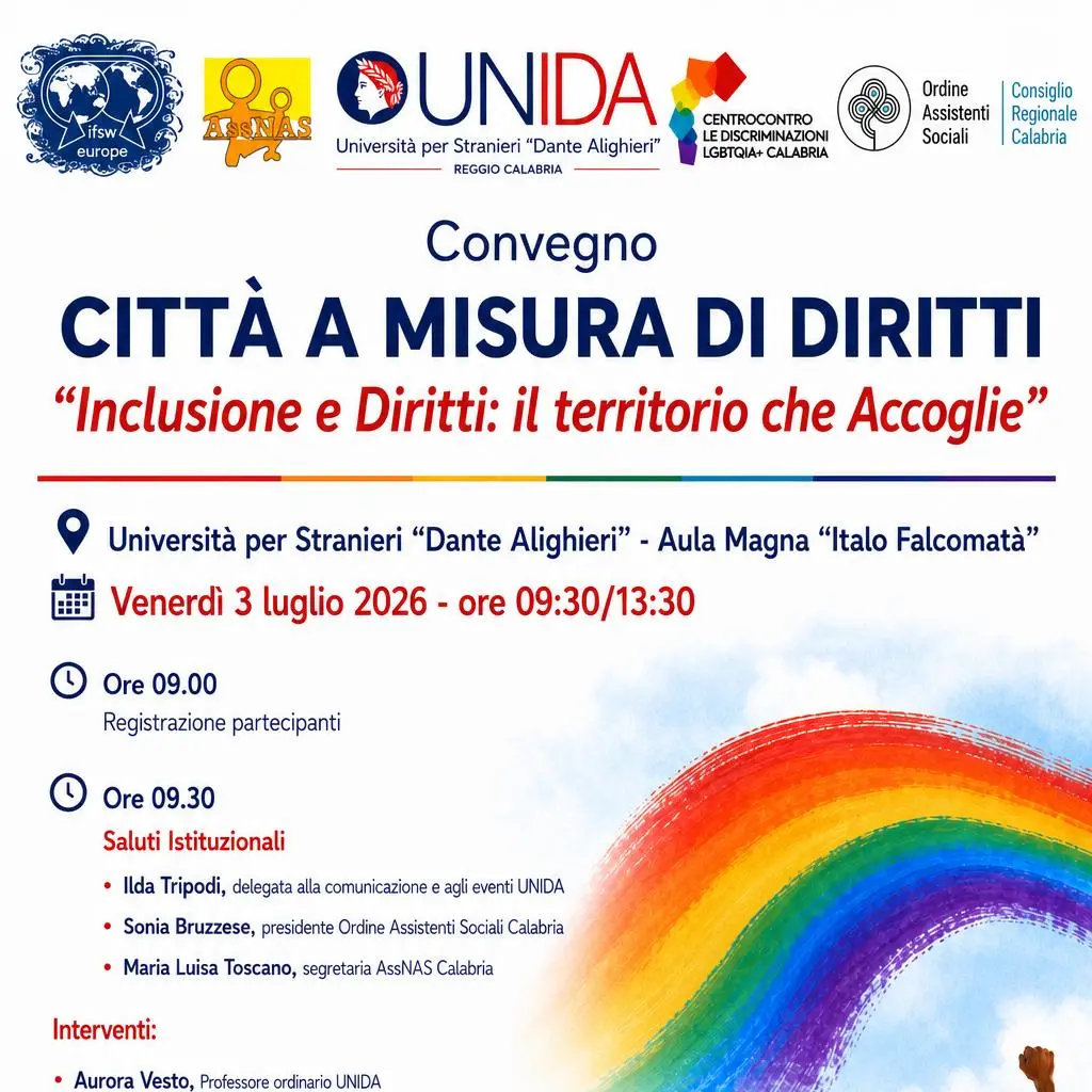 \"Città a misura di diritti\": all'Università per Stranieri “Dante Alighieri” un confronto su inclusione, diritti e ruolo dei servizi\n