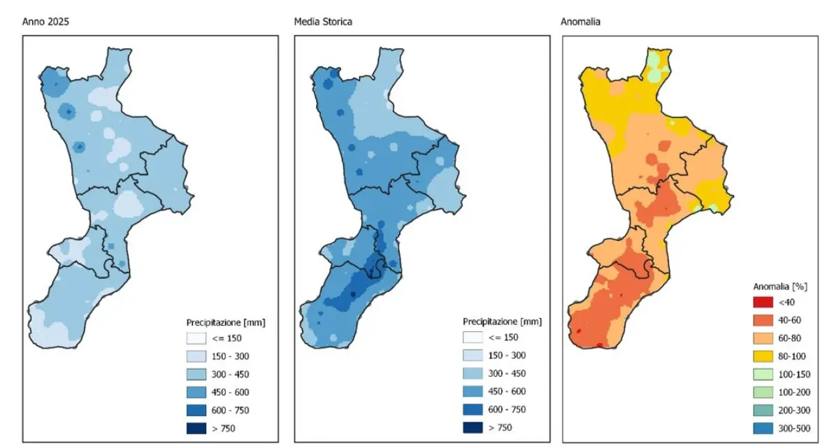 Calabria sempre più calda e asciutta: nell’autunno 2025 un terzo di pioggia in meno e temperature sopra la media\n