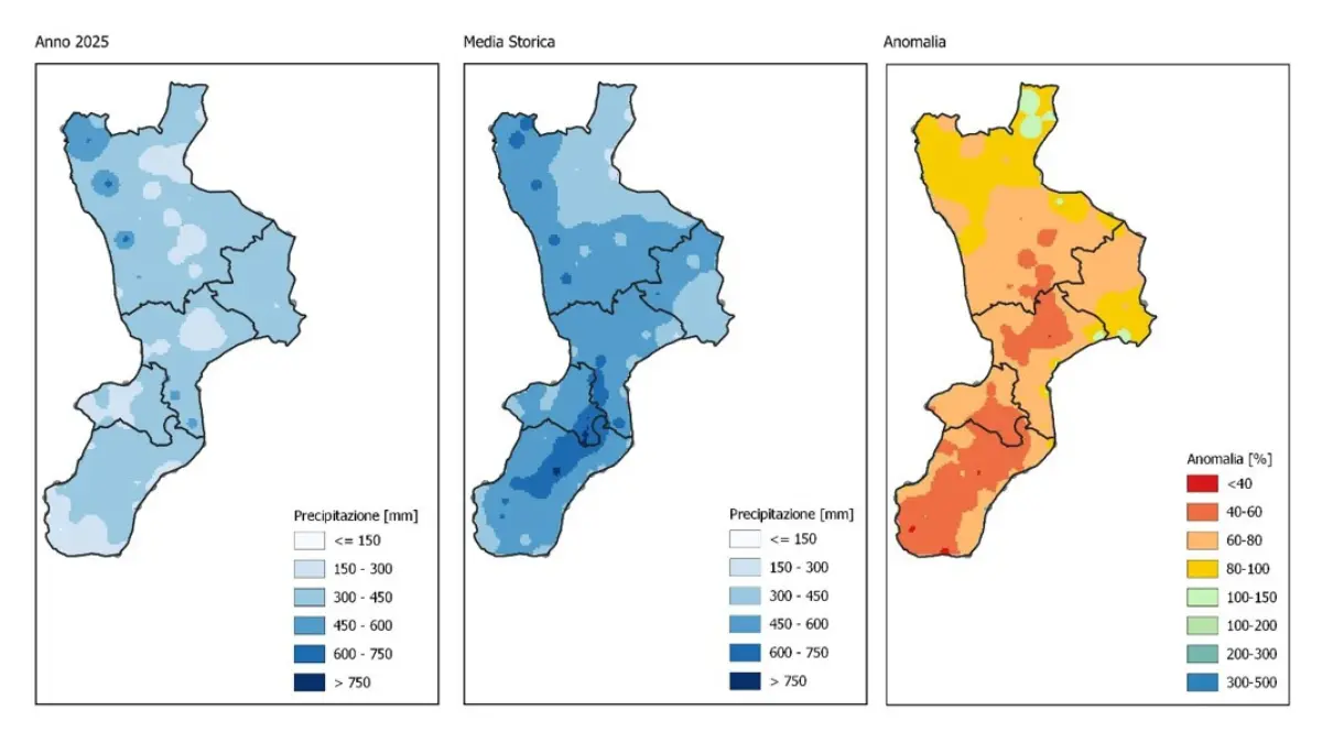 Calabria sempre più calda e asciutta: nell’autunno 2025 un terzo di pioggia in meno e temperature sopra la media\n