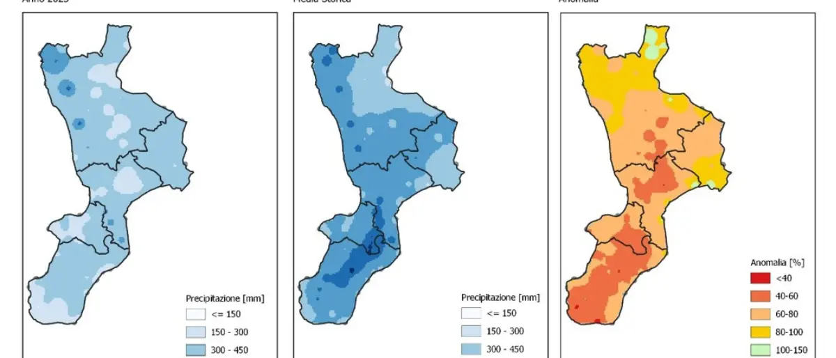 Calabria sempre più calda e asciutta: nell’autunno 2025 un terzo di pioggia in meno e temperature sopra la media\n