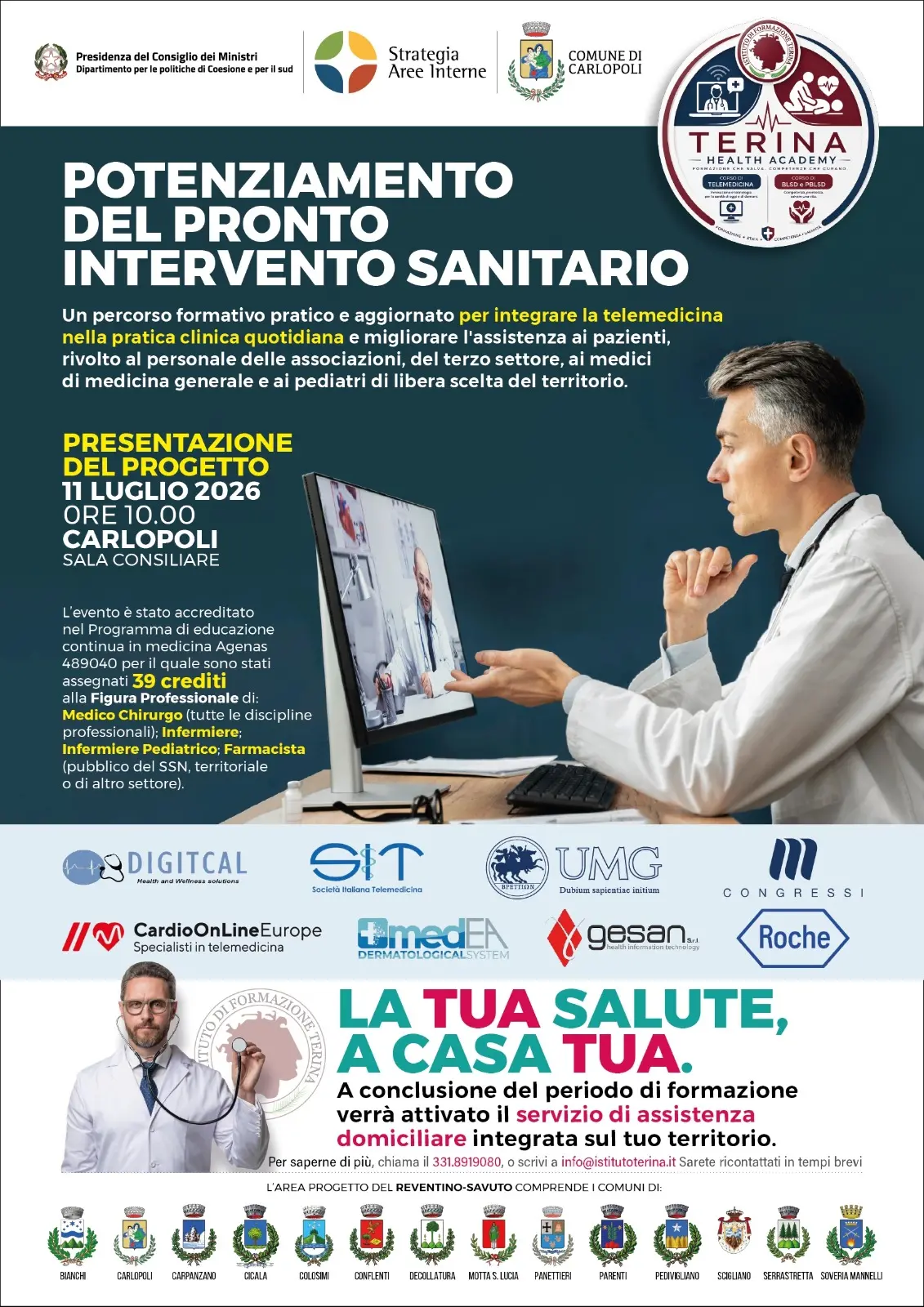 Telemedicina e formazione sanitaria: al via il progetto per le aree interne del\n\nReventino e del Savuto\n