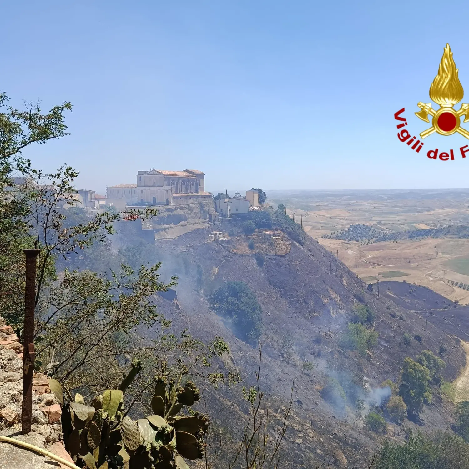 Incendio nelle campagne di Strongoli, il vento alimenta le fiamme che minacciano alcune abitazioni