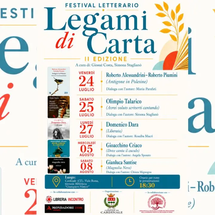Legami di Carta, a Cardinale cinque appuntamenti con la grande letteratura: ecco il programma\n