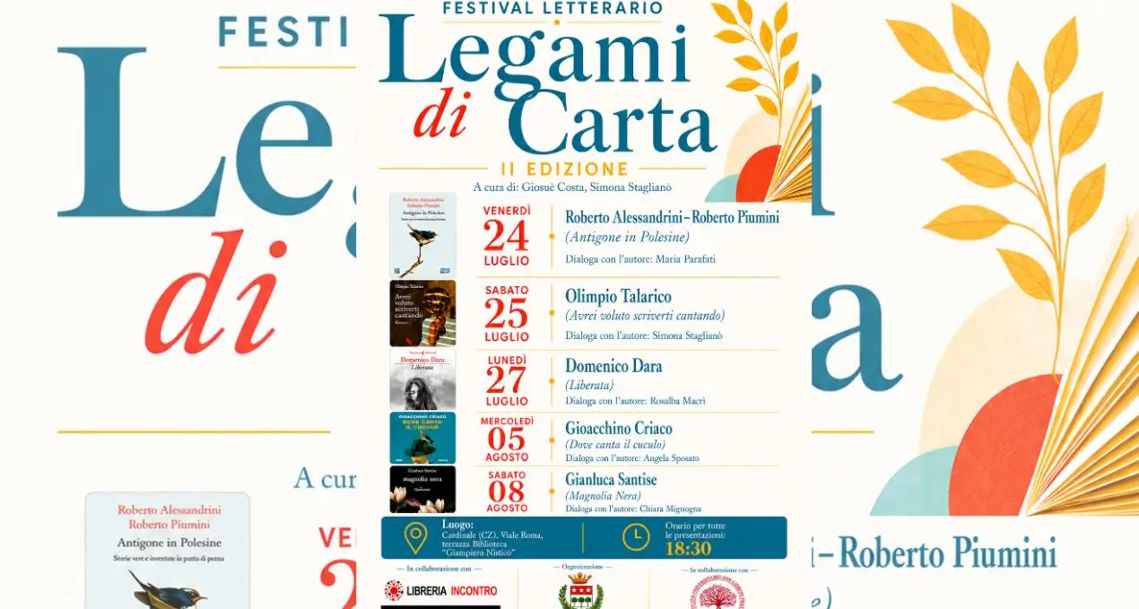 Legami di Carta, a Cardinale cinque appuntamenti con la grande letteratura: ecco il programma\n