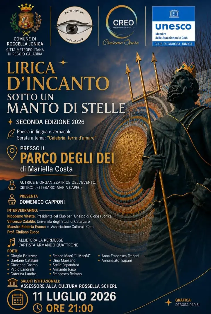 Roccella Ionica celebra la magia della poesia sotto le stelle: al Parco degli Dei torna “Lirica d’Incanto”\n