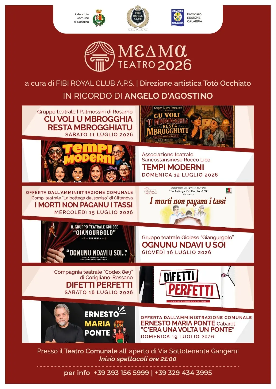 Rosarno alza il sipario su “Medma Teatro 2026”: sei serate tra prosa, cabaret e memoria\n